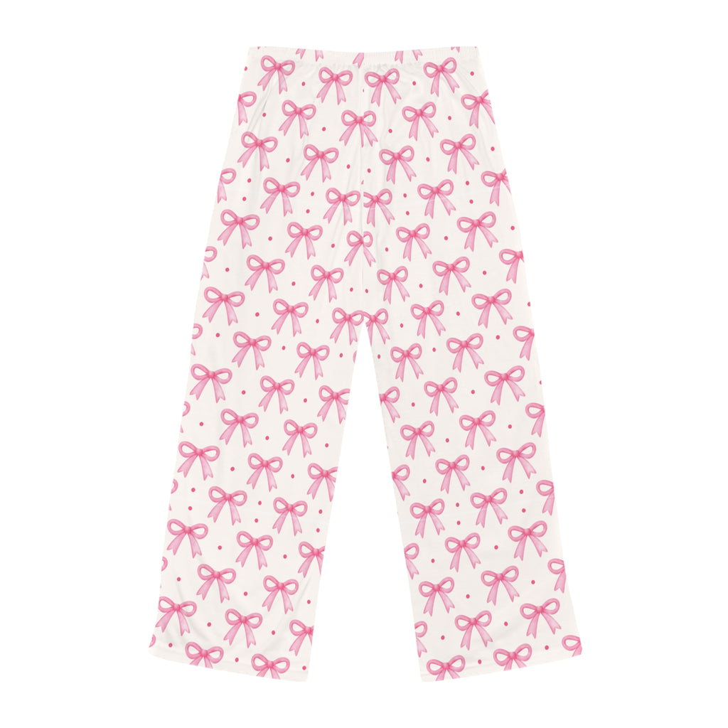 Soft Cotton Pink Bow Pajama Pants for Women Sleepwear