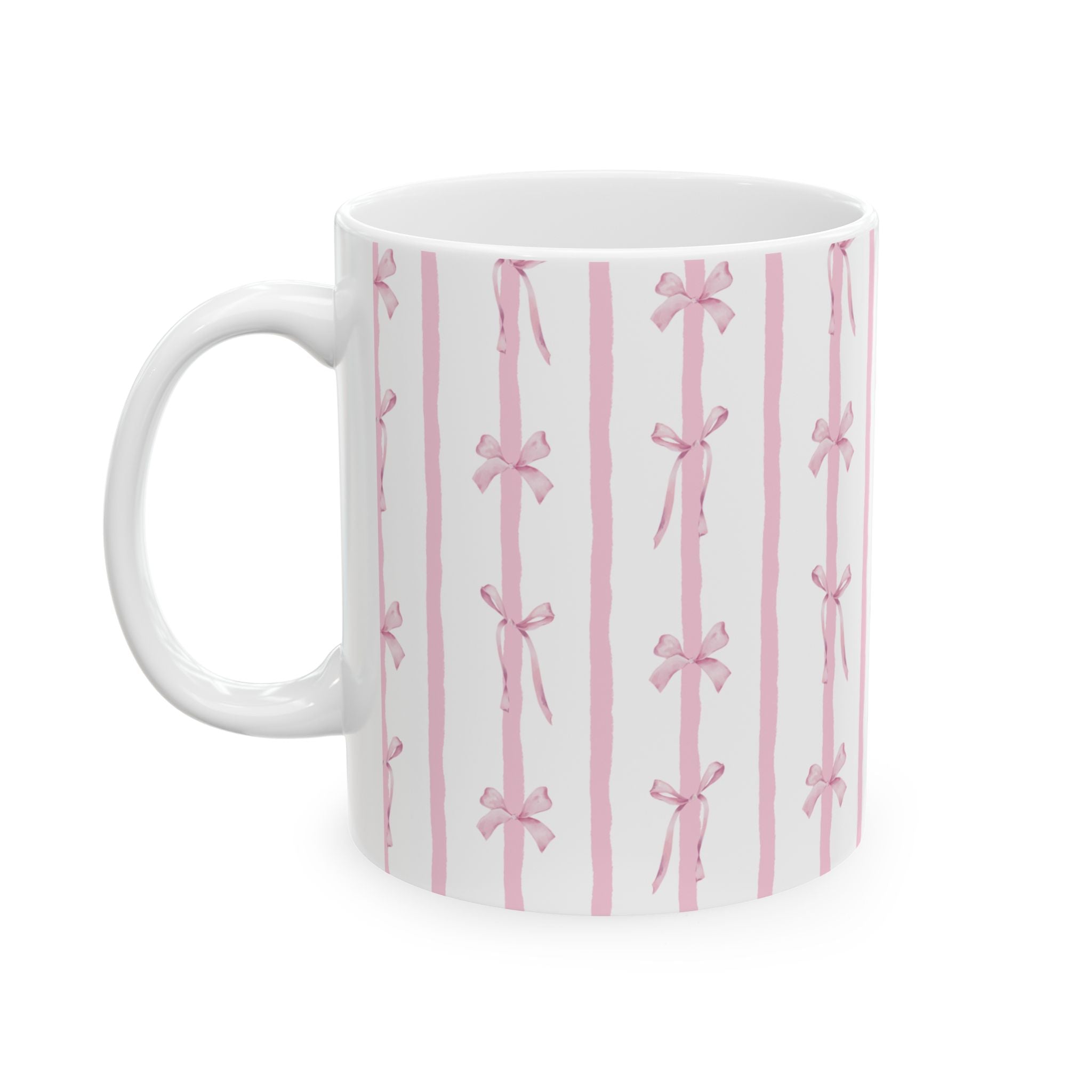 🎀 Pink Bow Ceramic Mug | Coquette Aesthetic Coffee Cup | Cute Ribbon Pattern Mug | Girly Gift for Her 💗