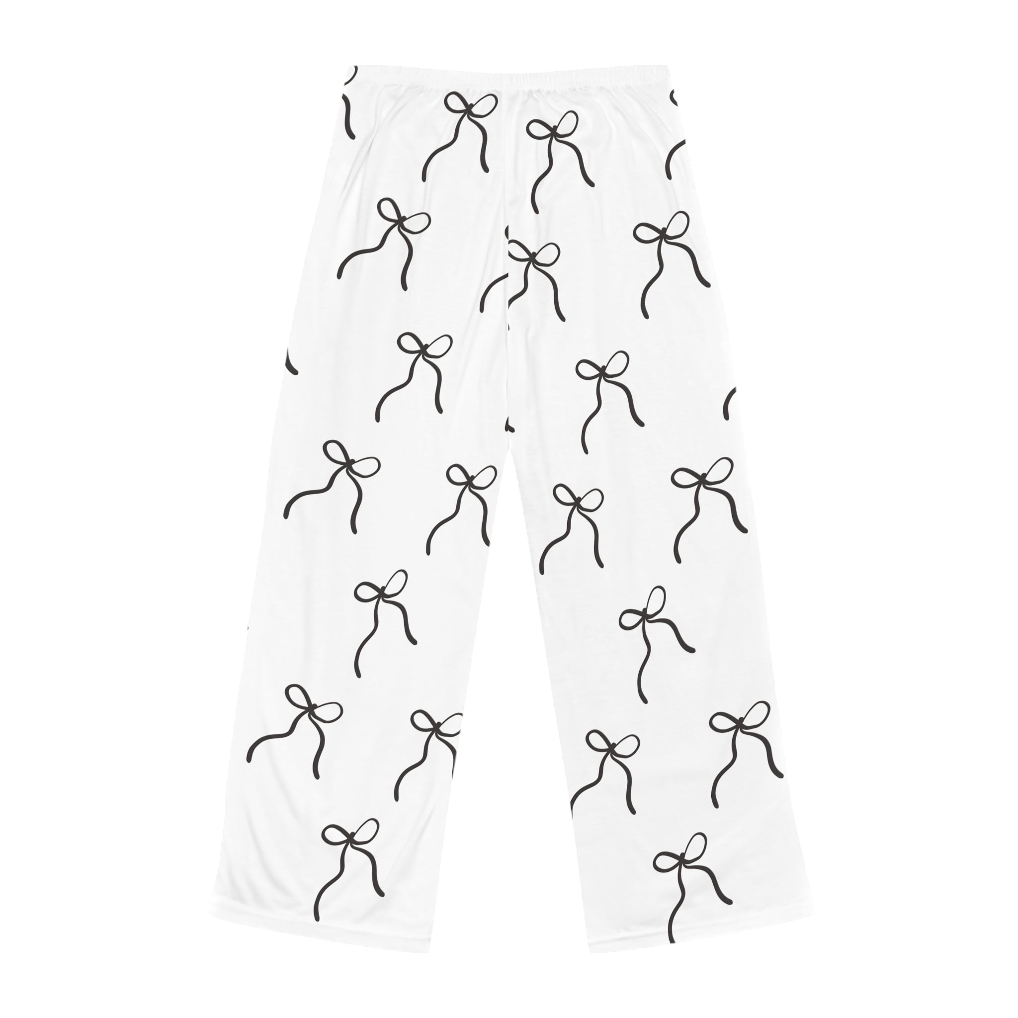 Bow Pattern Women’s Pajama Pants Soft White Lounge Pants Black Bow Print Cute Sleepwear Cozy Loungewear Aesthetic Pajama Bottoms