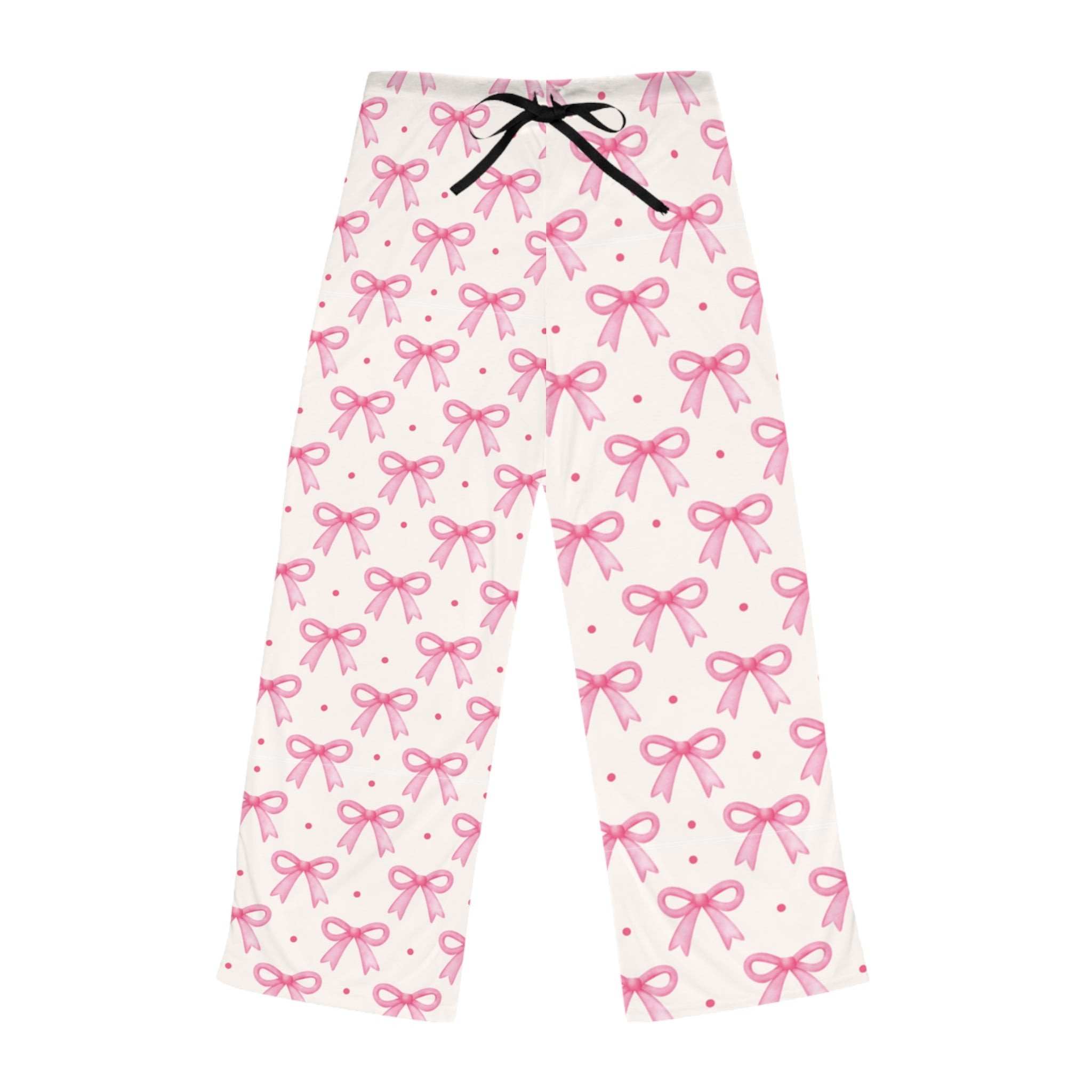 Soft Cotton Pink Bow Pajama Pants for Women Sleepwear