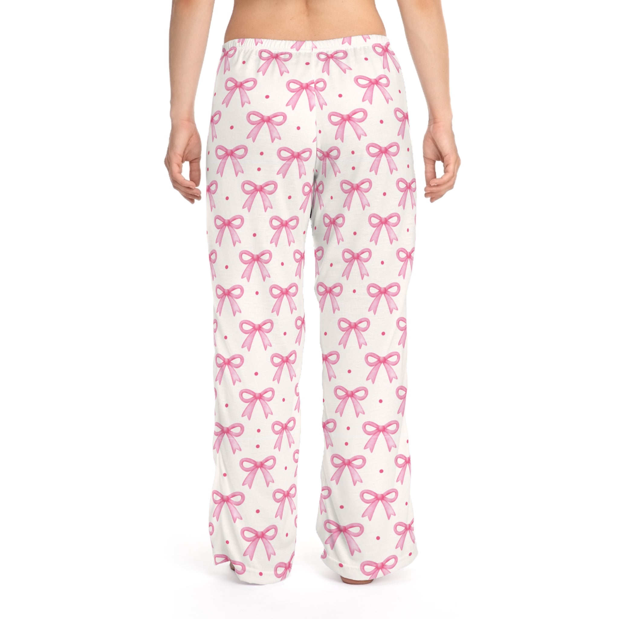 Soft Cotton Pink Bow Pajama Pants for Women Sleepwear