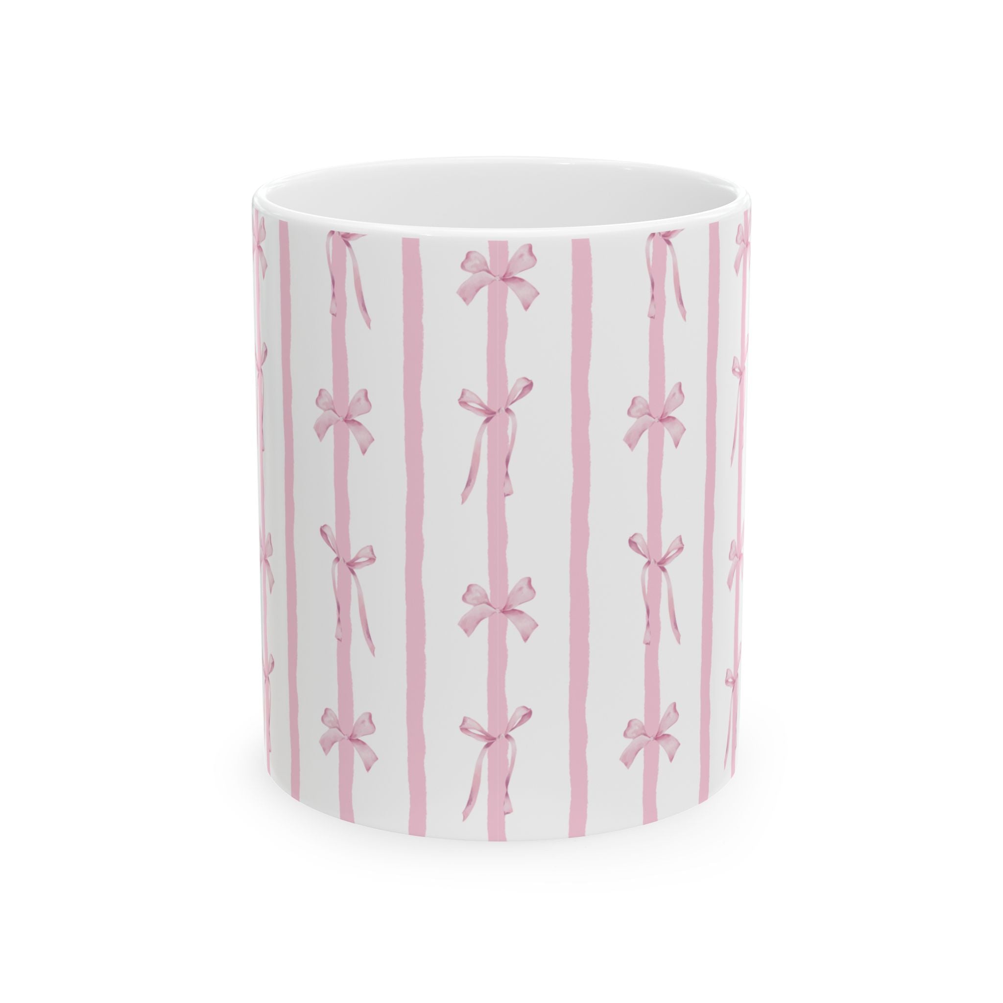 🎀 Pink Bow Ceramic Mug | Coquette Aesthetic Coffee Cup | Cute Ribbon Pattern Mug | Girly Gift for Her 💗