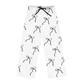 Bow Pattern Women’s Pajama Pants Soft White Lounge Pants Black Bow Print Cute Sleepwear Cozy Loungewear Aesthetic Pajama Bottoms